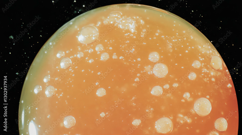 Poster Bubbly texture of ginger ale with medium sized bubbles for background design
