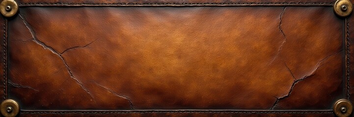 Rich brown leather, showing age, deep creases, antique feel , aged leather texture, antique leather texture