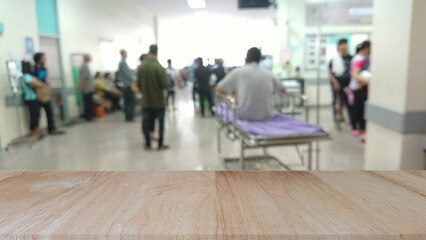 Fototapeta premium Wooden tabletop on blurred OPD background, can be used for display or montage your products.