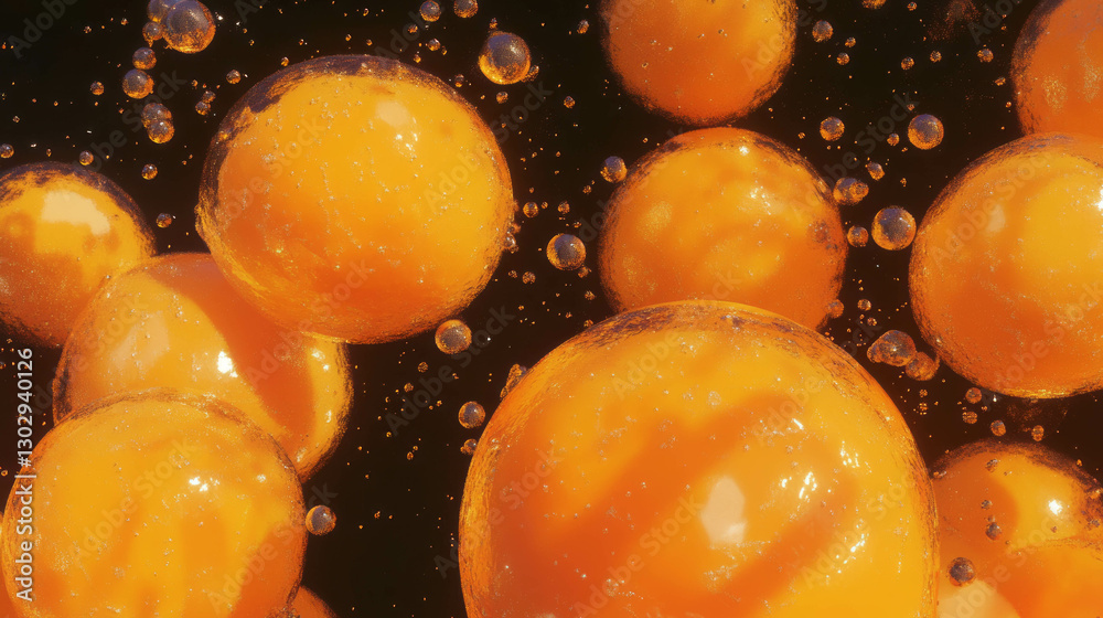 Poster vibrant overlay texture of mango soda bubbles for beverage design projects