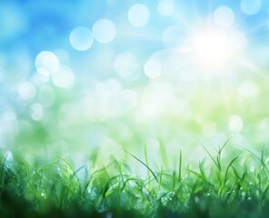 Obraz premium Sunny day, fresh green grass, bokeh background.