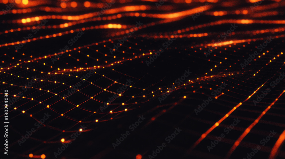 Poster Dynamic geometric mesh with vibrant light patterns for modern design concepts
