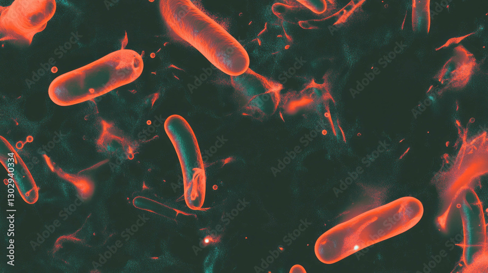 Poster microscopic view of bacteria colonies overlay texture for scientific and educational design