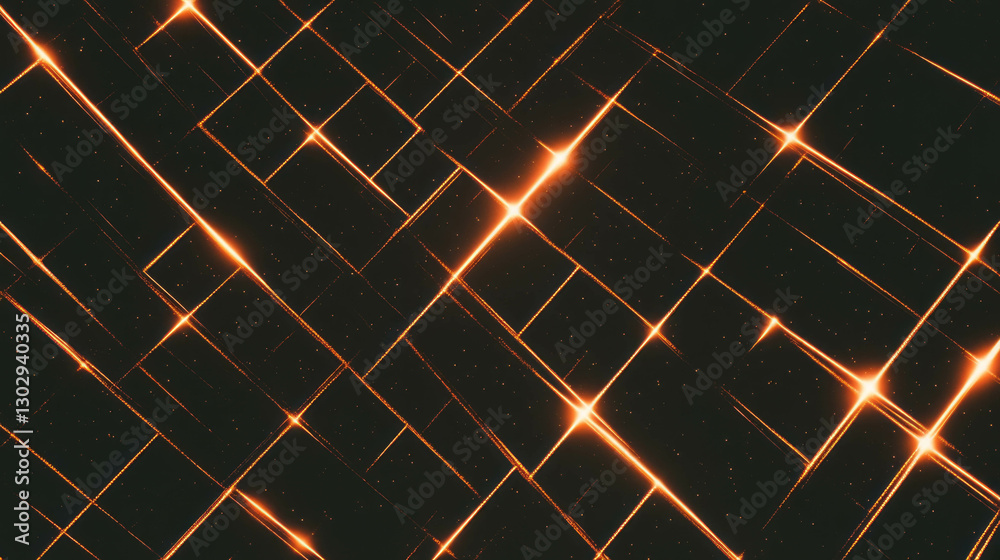 Poster Abstract geometric metal mesh overlay with sparkling light patterns for dynamic design