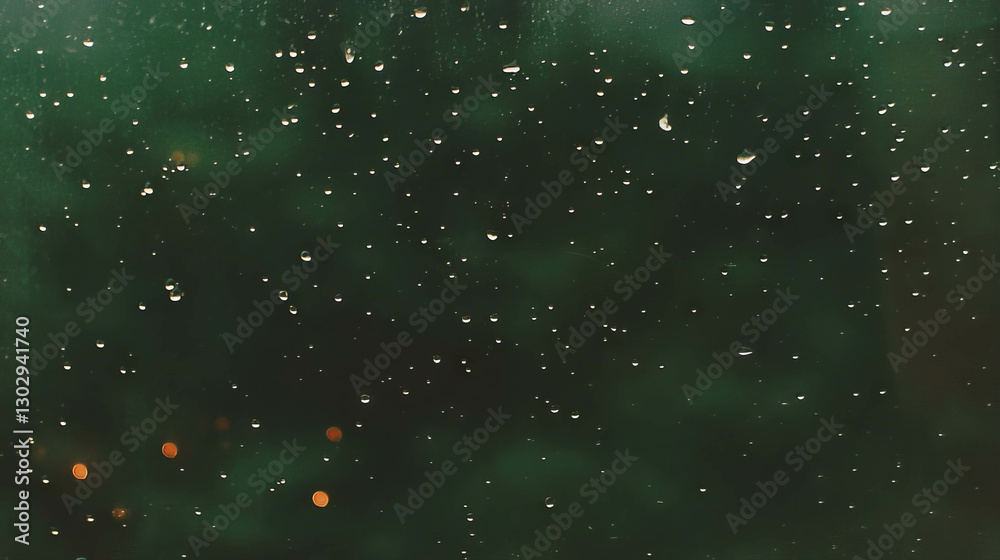 Poster Abstract texture of rain drops on blurred window for atmospheric background design
