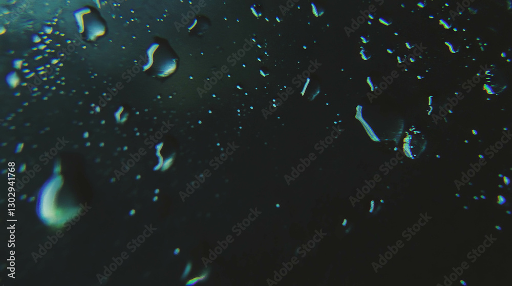Poster Overlay texture of raindrops on window with blur for creative design projects