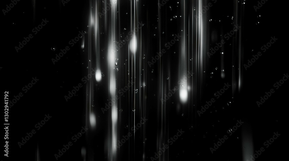 Poster Abstract rainfall texture with falling drops on dark background