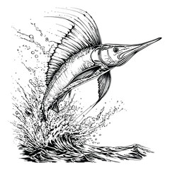 swordfish coloring book page design