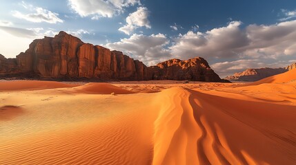 Naklejka premium 青空の下に広がる美しい砂漠の景色