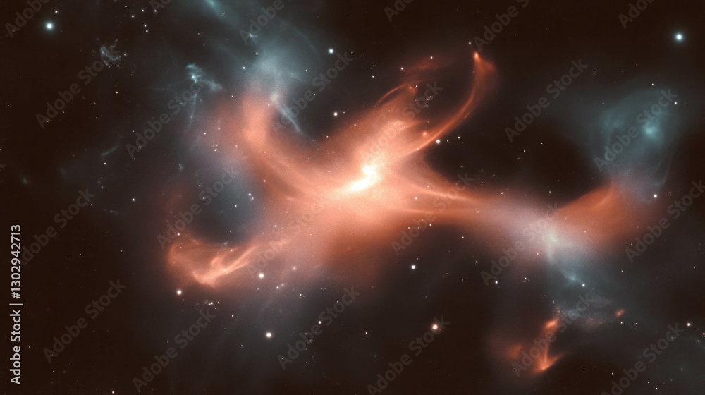 Poster cosmic nebula with swirling smoke texture in deep space