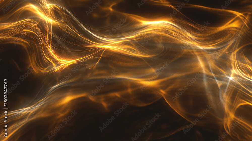 Aufkleber Ethereal golden smoke swirls with dynamic light and texture for abstract design