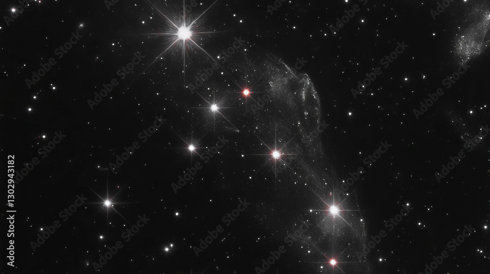 Poster cosmic starscape with varying star sizes and brightness for background or design