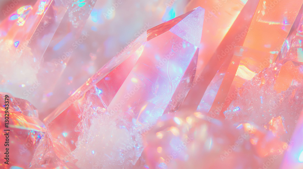 Poster sparkling sugar crystal texture with ethereal light effects for design and decoration