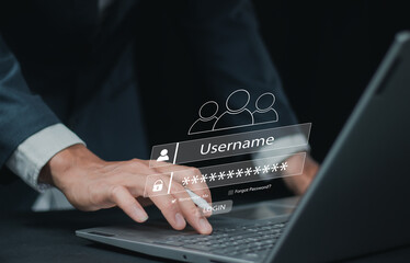 Concept of cyber security, businessman using smartphone information security and encryption, secure access to user's personal information, secure Internet access.