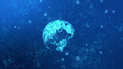 Network security. Digital wallet, secure online payments. Protection of personal data from hackers. Cybersecurity on the Internet. VPN work on a laptop. Mobile payments