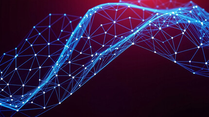 Abstract background with a network of interconnected nodes and lines, creating a modern and technological feel.