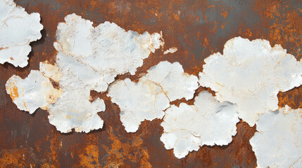 Obraz premium Weathered metal surface with peeling paint and rust patterns for background design