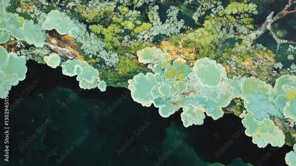Aufkleber texture of rough tree bark with moss and lichen growth