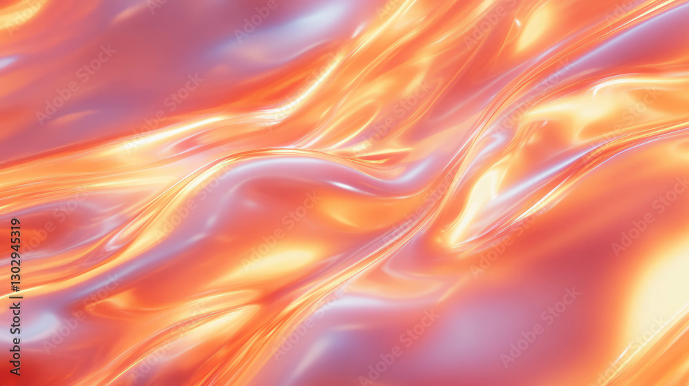 Poster glowing orange and red lava flowing with smooth ripples for artistic background