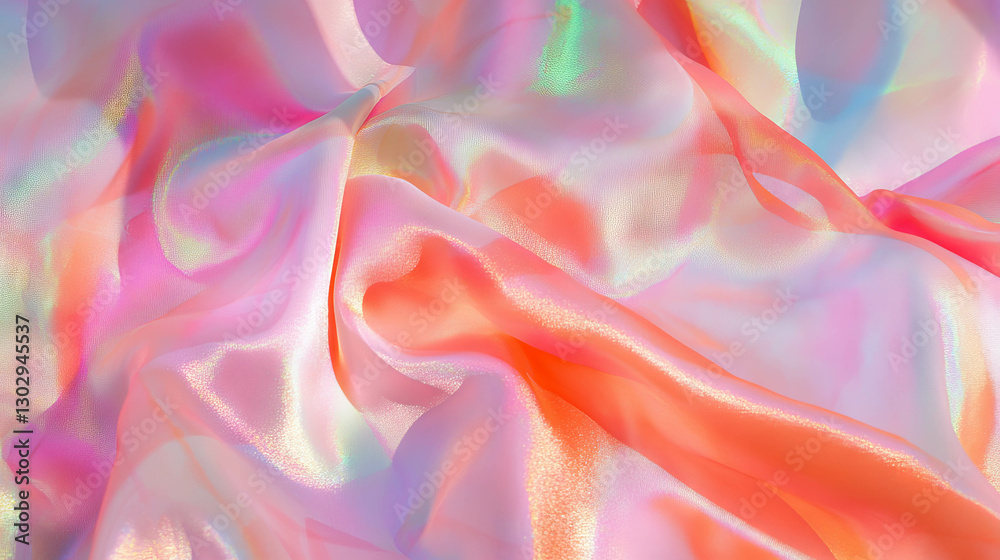 Poster luxurious smooth silk fabric with shimmering iridescent surface for elegant fashion and design