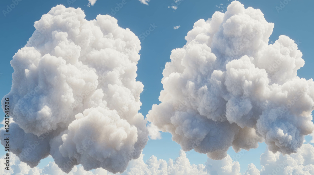 Poster soft fluffy clouds against a blue sky for tranquil design and mood setting