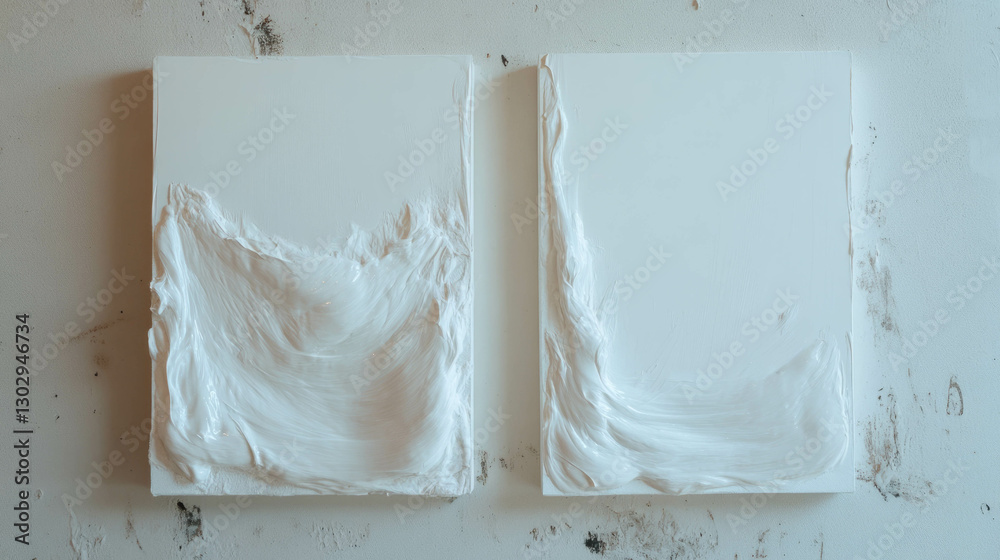 Aufkleber abstract art with two white textured frames on minimalist background