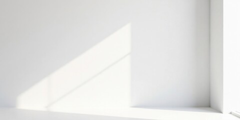 Bright Sunlight Illuminates a Minimalist White Room Corner