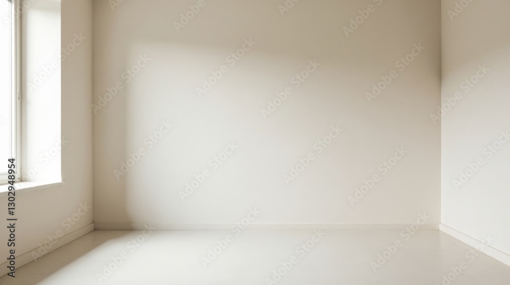 Aufkleber empty room corner with sunlight streaming through window