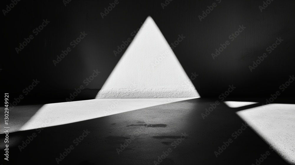 Poster A single triangle casting a long, soft shadow on a flat surface