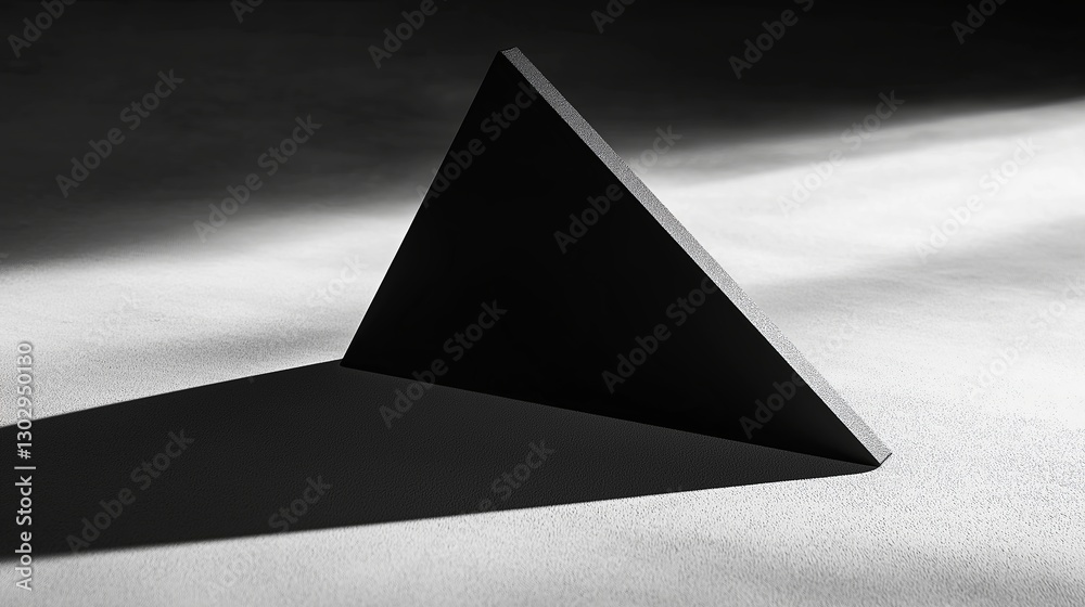 Poster a single triangle casting a long, soft shadow on a flat surface