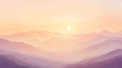 Obraz premium Serene Sunrise Over Misty Mountain Ranges Peaceful Landscape Photography