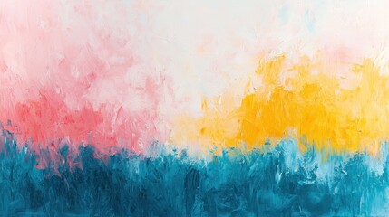 A vibrant canvas of pastel hues, where light blue, pink, and yellow seamlessly blend into each other, creating a mesmerizing abstract texture. The background, a soft blur of pink noise, adds 