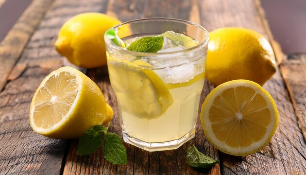 fresh lemonade with lemon