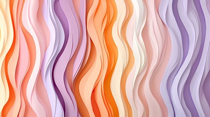 Elegant Abstract Background with Flowing Pastel Colored Wavy Ribbons