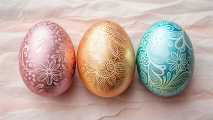 Easter eggs Decoratively painted Easter eggs in pastel colors.