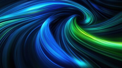 Abstract swirls of blue and green colors form a mesmerizing pattern in a digital artwork conveying fluid motion and energy
