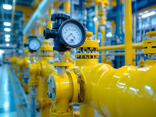 Rusted Yellow Industrial Pipes Arranged in a Row, Showcasing Wear and Aging From Exposure to Outdoor Elements