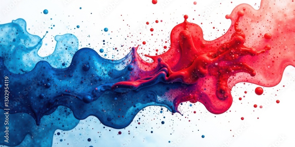 Aufkleber Abstract Fluid Art Dynamic Red and Blue Swirl Collision