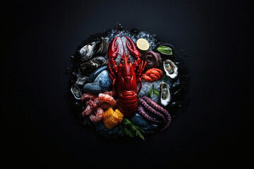 Seafood platter on ice