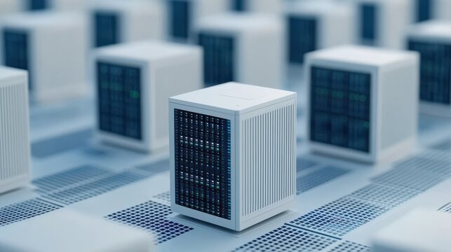 Grid Computing concept. Parallel Processing in Grid Computing Servers Forming Futuristic Architectural Composition