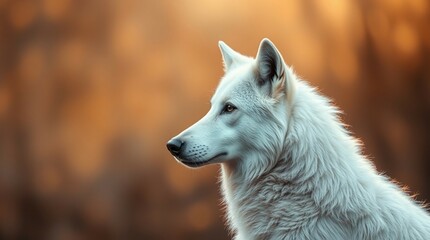 Obraz premium Majestic White Wolf Profile in Golden Sunset Light