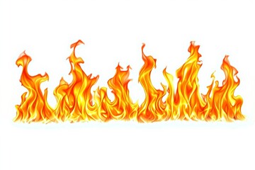 Bright orange flames on a white background.