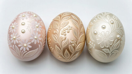 Easter eggs Decorative Easter eggs with floral and pearl designs.