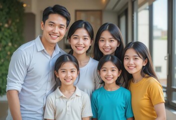 Fototapeta premium Happy asian family smiling together