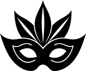 Minimalist Carnival Mask Logo High-Quality Vector Silhouette on Transparent Background
