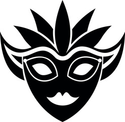 Carnival Mask Icon Vector Simple Silhouette Illustration on Transparent Background