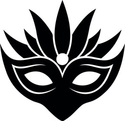 Minimalist Carnival Mask Logo High-Quality Vector Silhouette on Transparent Background