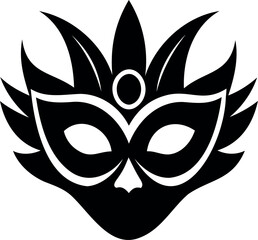 Carnival Mask Icon Vector Simple Silhouette Illustration on Transparent Background