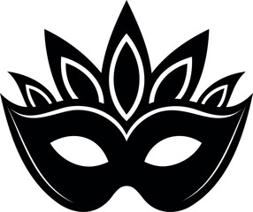 Minimalist Carnival Mask Logo High-Quality Vector Silhouette on Transparent Background