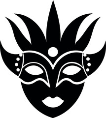Carnival mask icon vector silhouette vector illustration Very simple Carnival mask logo on a transparent background